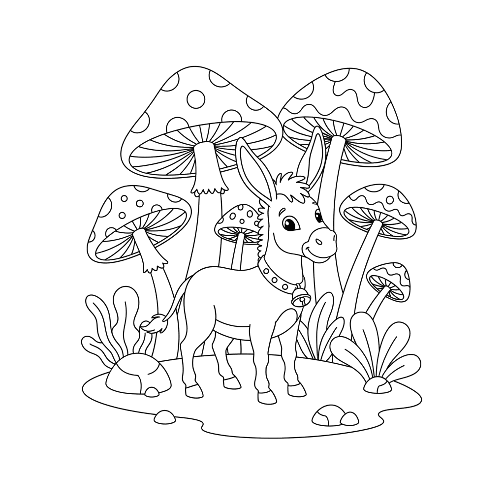 Esel im Pilzwald