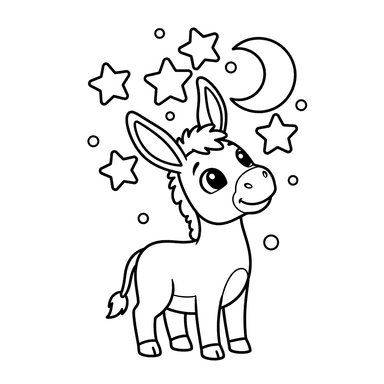 Donkey Stargazing Coloring Page