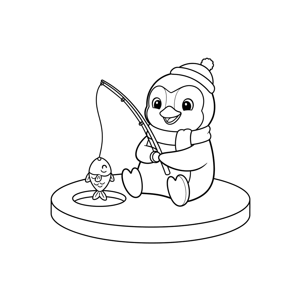 Divertida pesca de pingüinos en el hielo