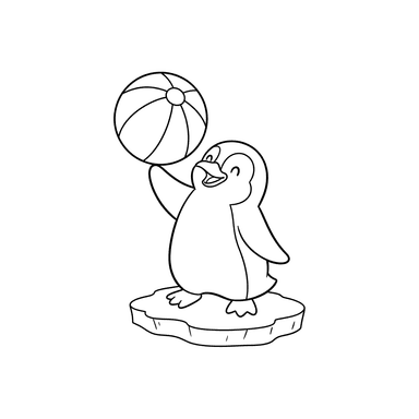 Playful Penguin with Ball Coloring Page