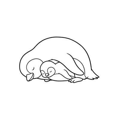 Página para Colorear Bebé Pingüino Durmiendo