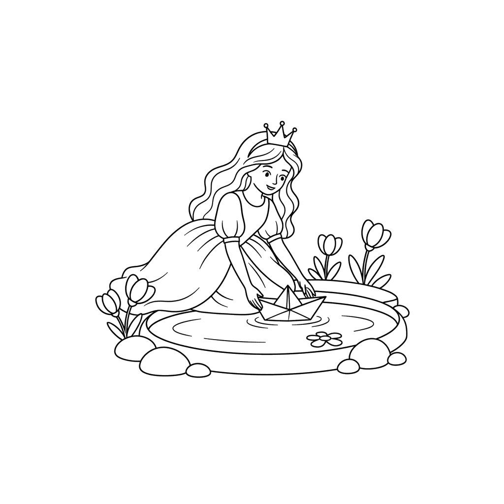 Princesa con Barco de Papel