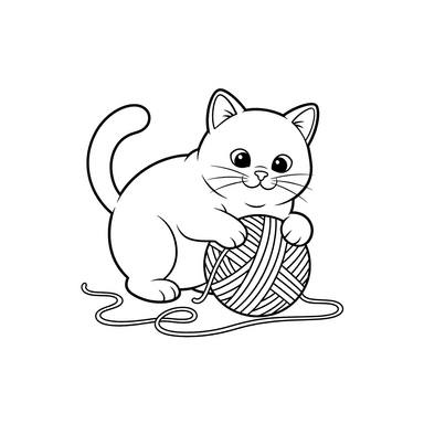 Котёнок играет с клубком