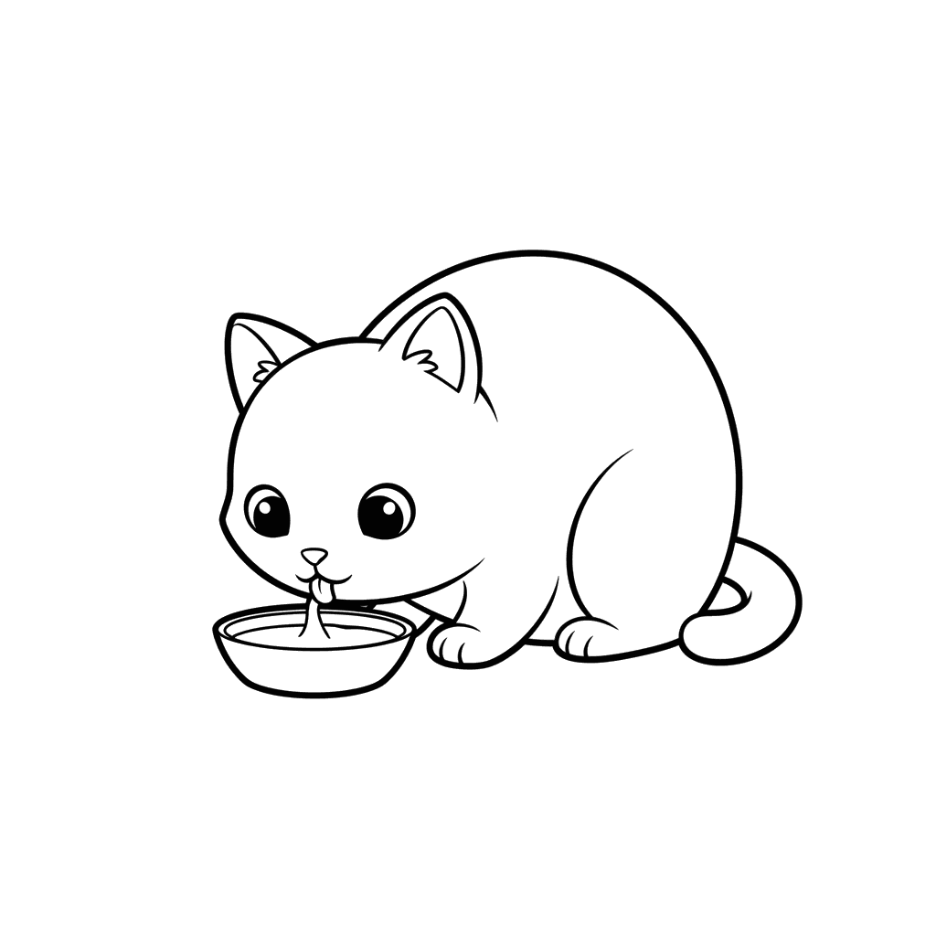 Раскраска: Кот пьет молоко