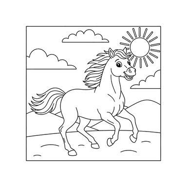 Happy Galloping Horse Coloring Page