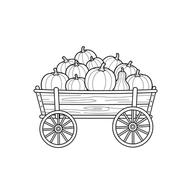 Wagon Full of Pumpkins Autumn Harvest Coloring Page