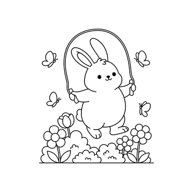 Bunny Jumping Rope Coloring Page