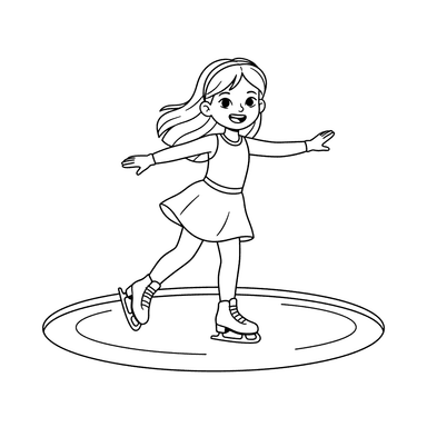 Girl Ice Skating Coloring Page - ColorBoom