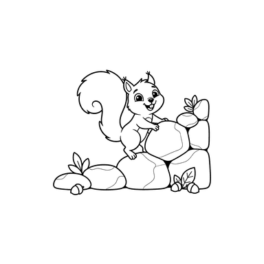 Squirrel Rock Climbing Coloring Page