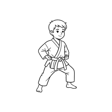 Karate Kid Practicing Moves Coloring Page