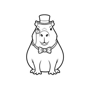 Stylish Capybara with a Dapper Hat Coloring Page
