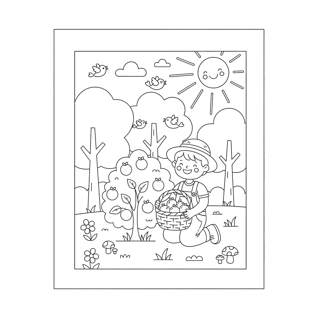 Niño recogiendo bayas en el bosque