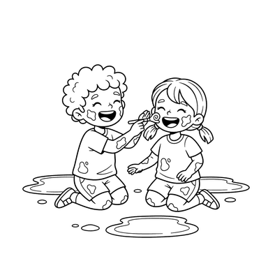 Fun Mud Face Painting Coloring Page