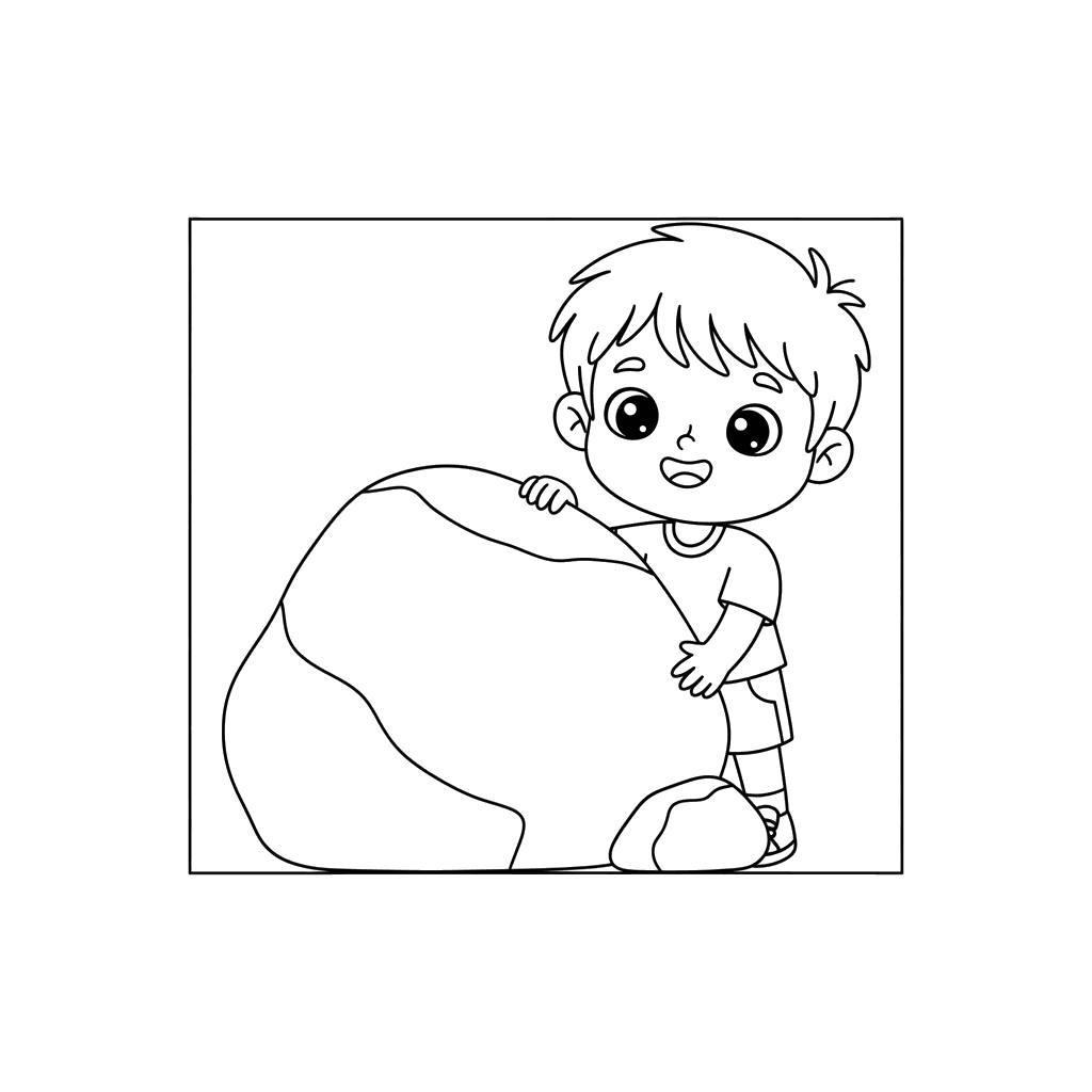 Dibujo para Colorear Escondite Detrás de las Rocas