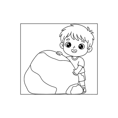 Hide-and-Seek Behind Rocks Coloring Page