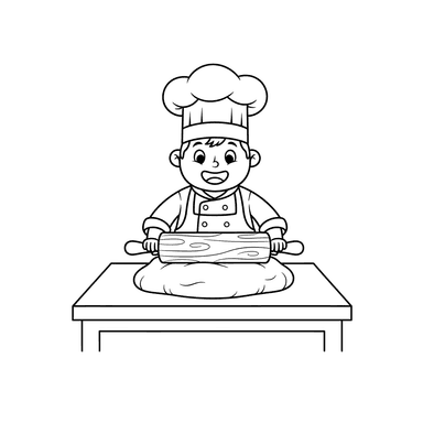 Coloriage Chef Pâtissier Roulant la Pâte