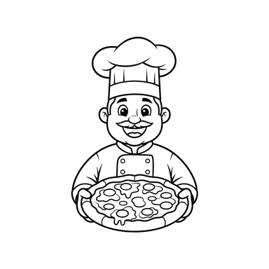 Coloriage Chef avec Pizza