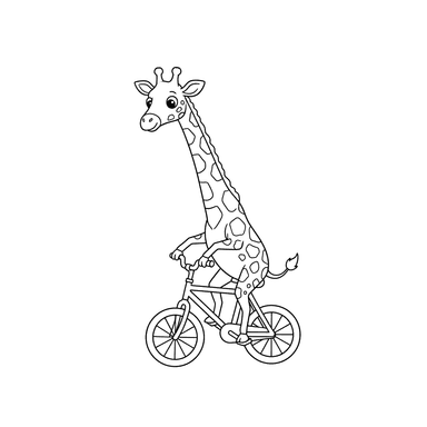 Coloriage Girafe à Vélo