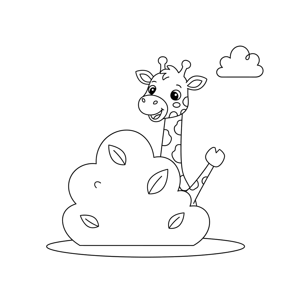 Dibujo para Colorear Jirafa al Escondite
