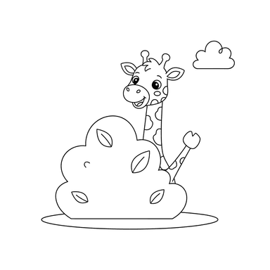 Giraffe Hide-and-Seek Coloring Page