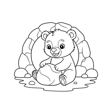 Friendly Bear Cub Coloring Page