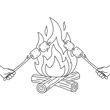 Coloriage Feu de Camp et Guimauves