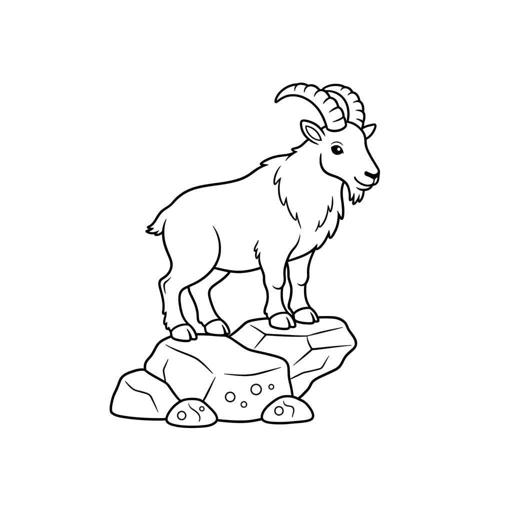 Dibujo para Colorear Cabra Montesa en una Cornisa Rocosa