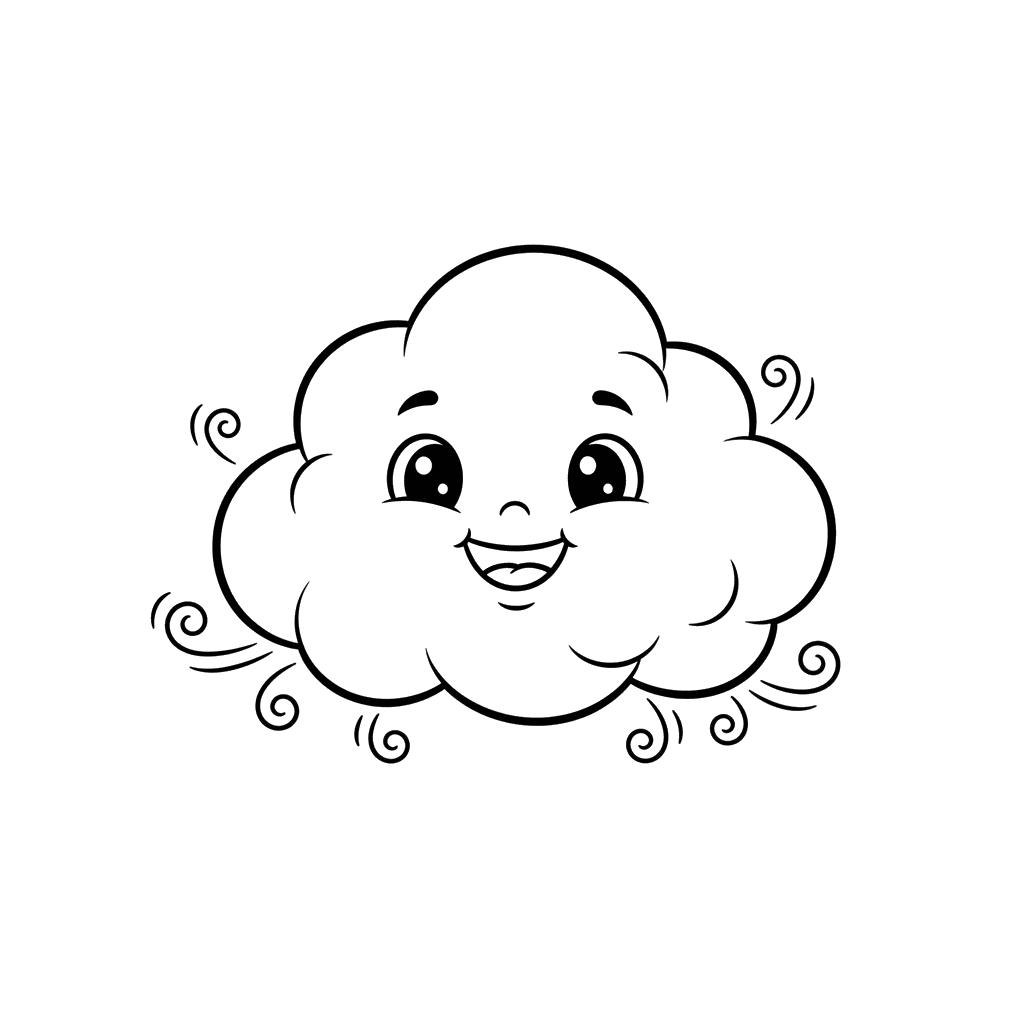Dibujo para Colorear: Nube Amiga Esponjosa