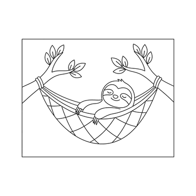 Coloriage Paresseux Heureux dans un Hamac