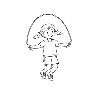 Ausmalbild Kinder beim Seilspringen