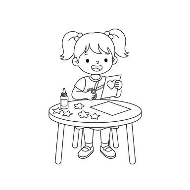 Girl Making a Greeting Card Coloring Page
