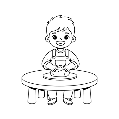 Boy Molding Clay Coloring Page