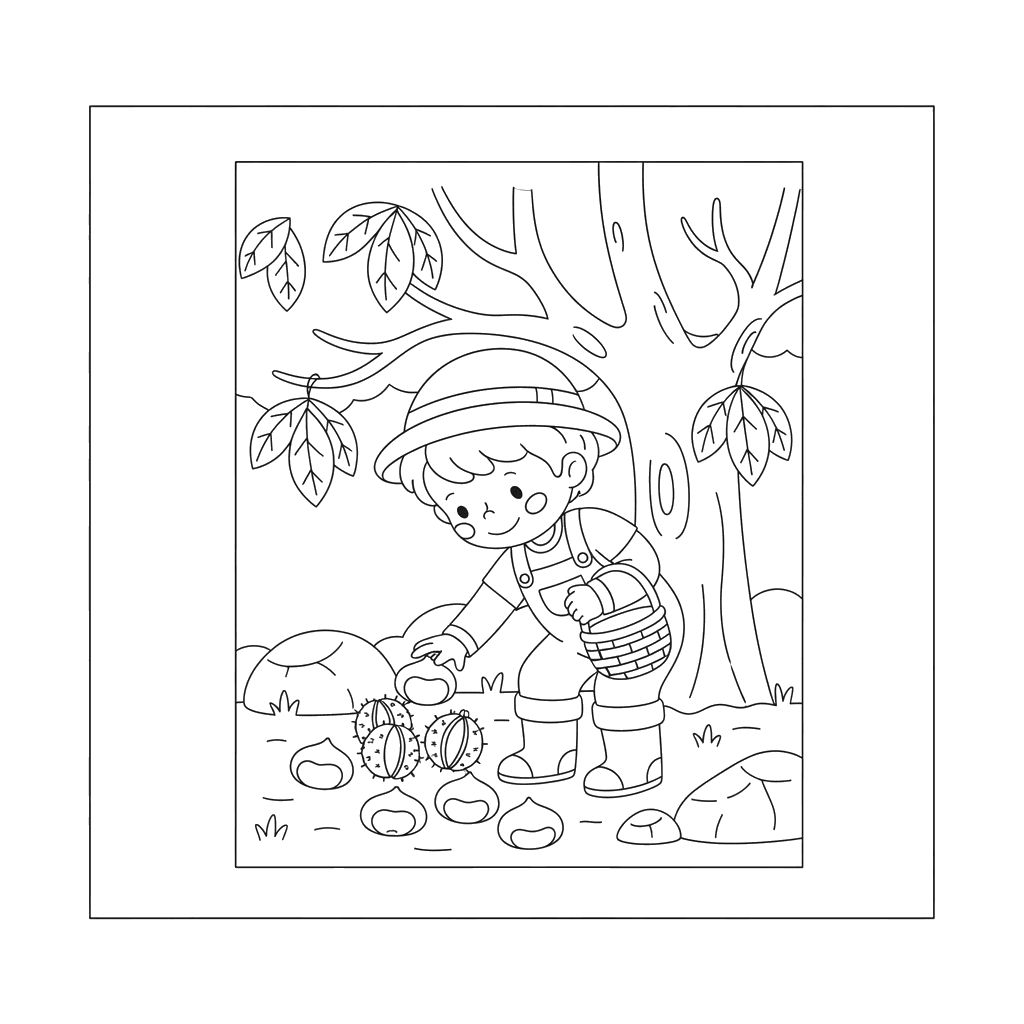 Dibujo para colorear Niños recogiendo castañas
