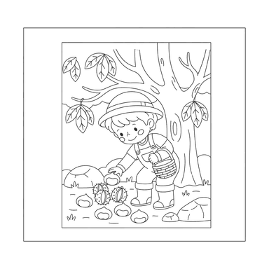 Dibujo para colorear Niños recogiendo castañas
