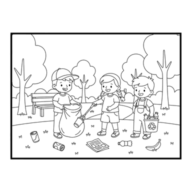 ColorBoom Dibujo para Colorear Niños Limpiando el Parque