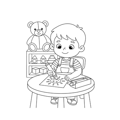 Boy Coloring a Picture