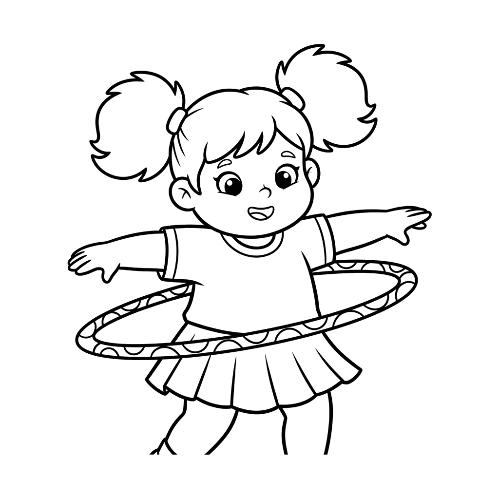Dibujo para Colorear Niña con Aro