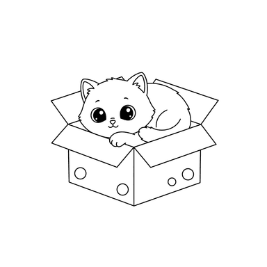 Coloriage Chaton dans une Boîte