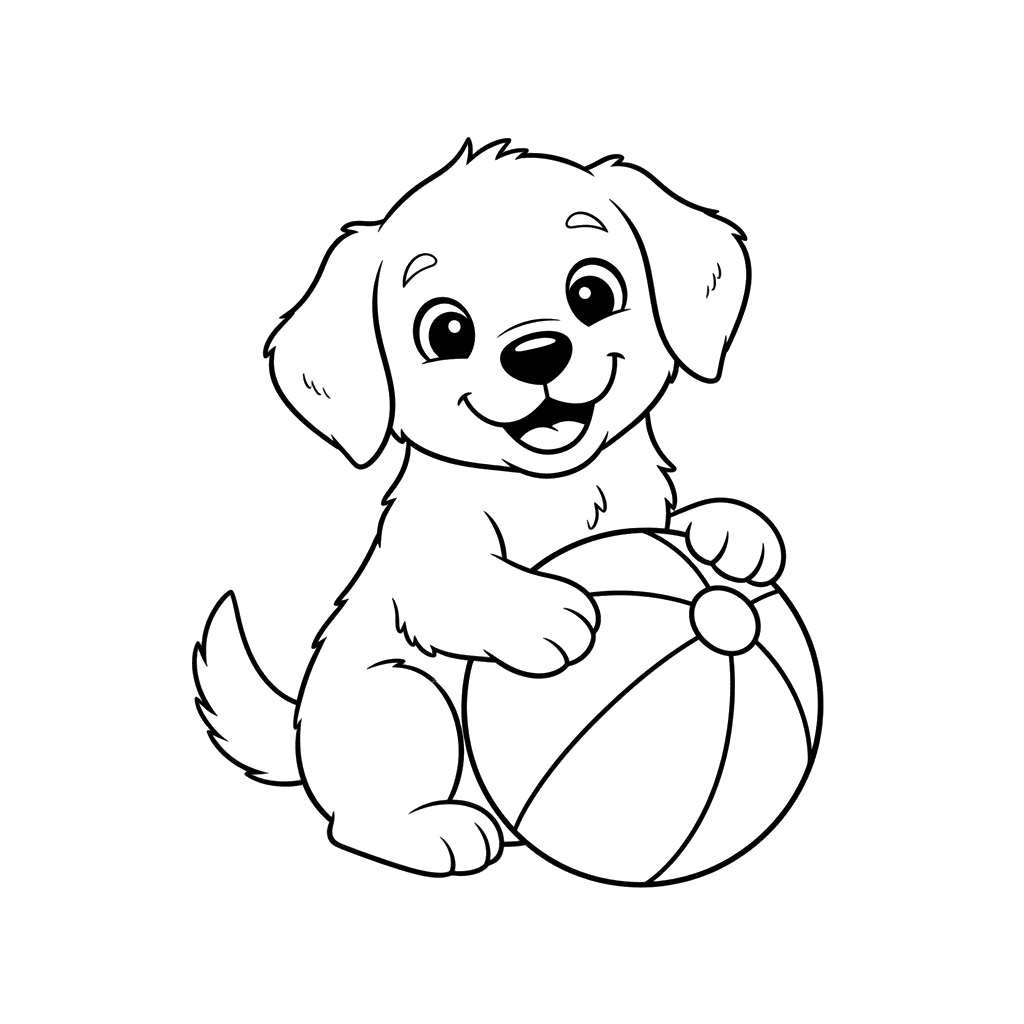 Coloriage Chiot joueur avec un ballon