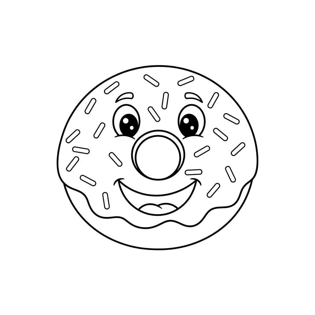 Lächelnder Donut Ausmalbild