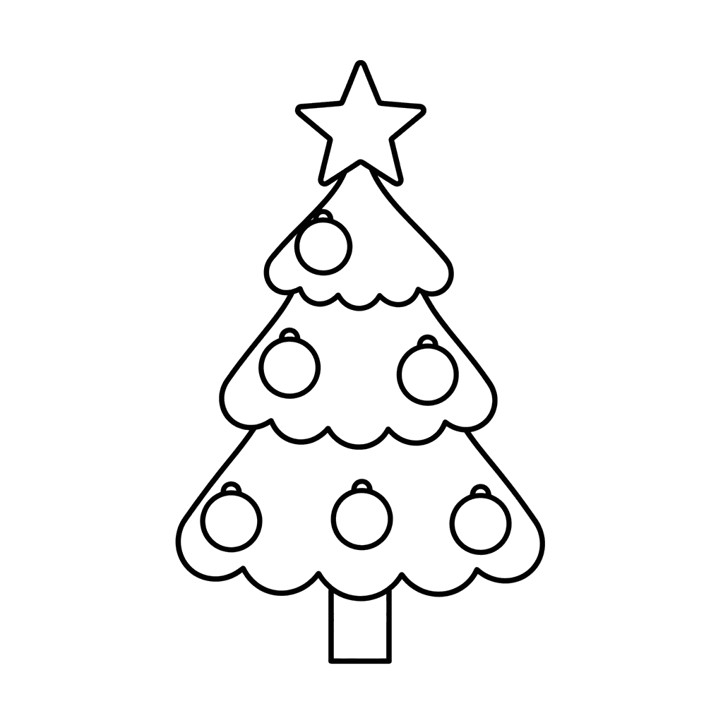 Festive New Year's Tree Coloring Page