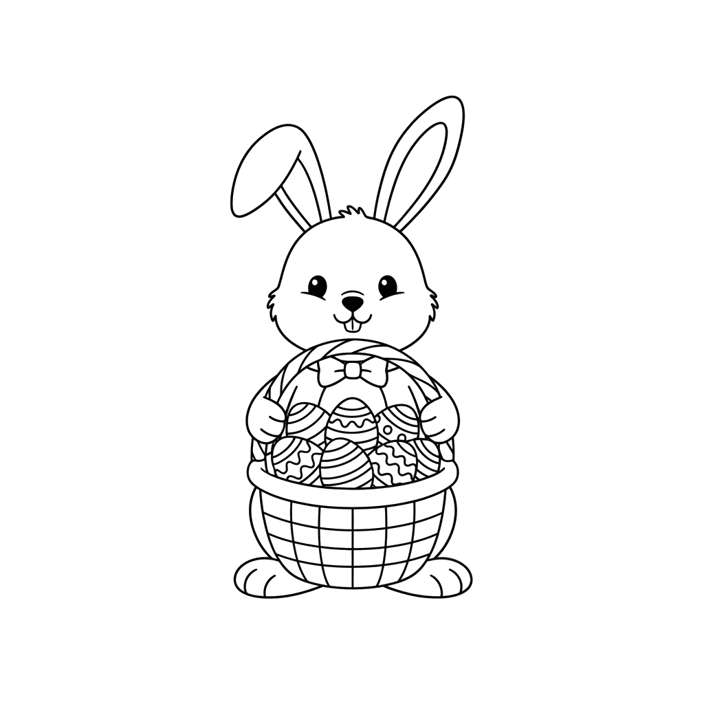 Osterhase mit Korb Ausmalbild