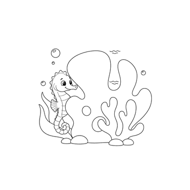 Seahorse Hide-and-Seek Coloring Page