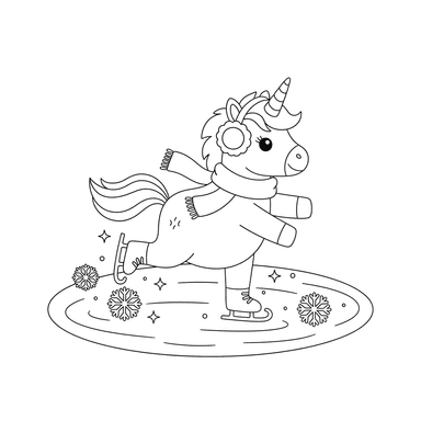 Unicorn Ice Skating Coloring Page