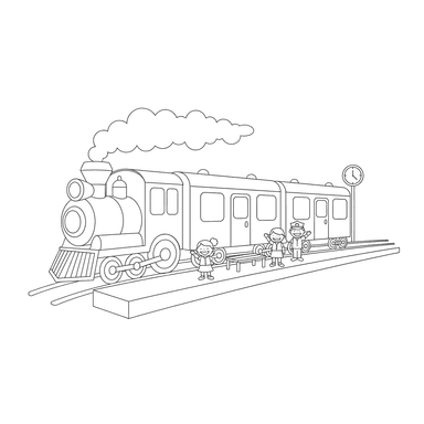 Passenger Train at the Station Coloring Page