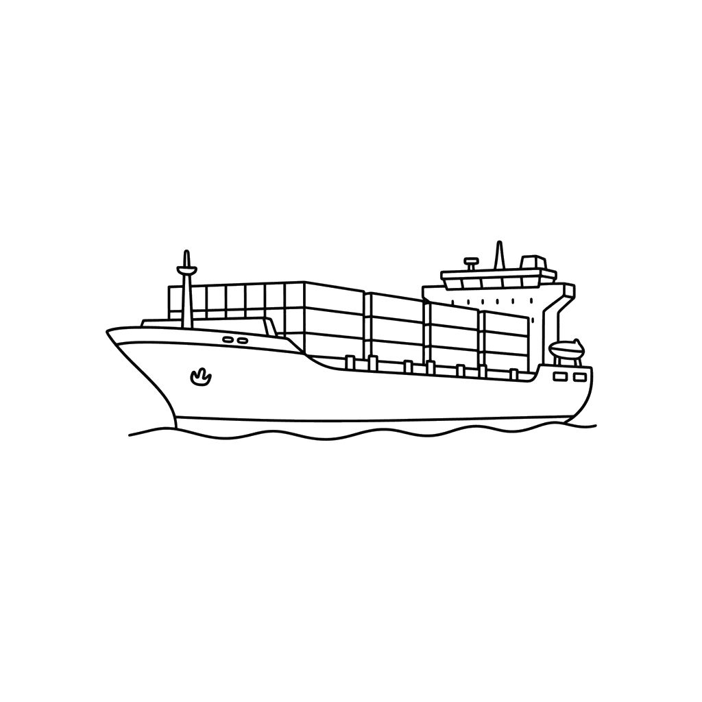 Large Container Ship Coloring Page