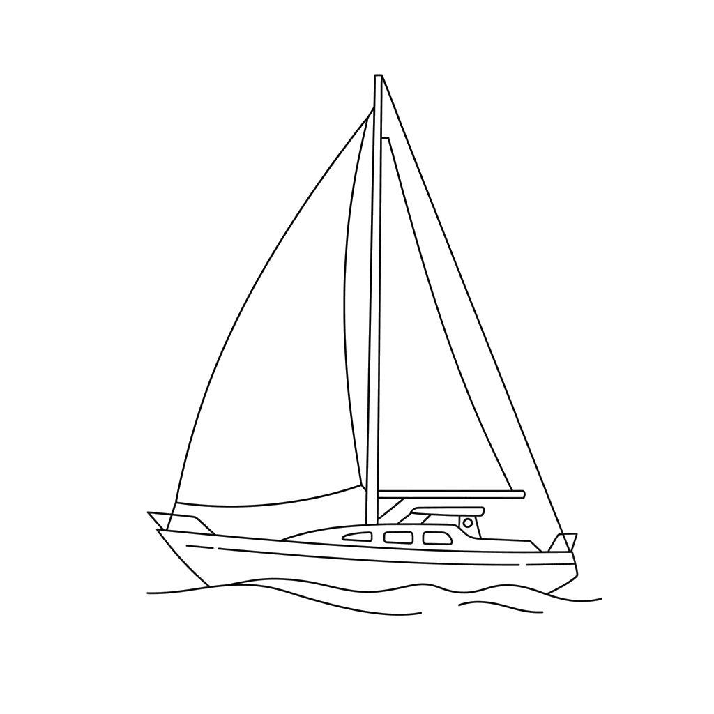 Sailing Yacht Coloring Page for Kids