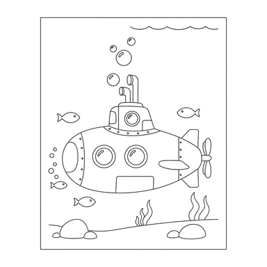 Submarine Underwater Coloring Page