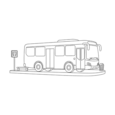 City Bus at a Bus Stop Coloring Page