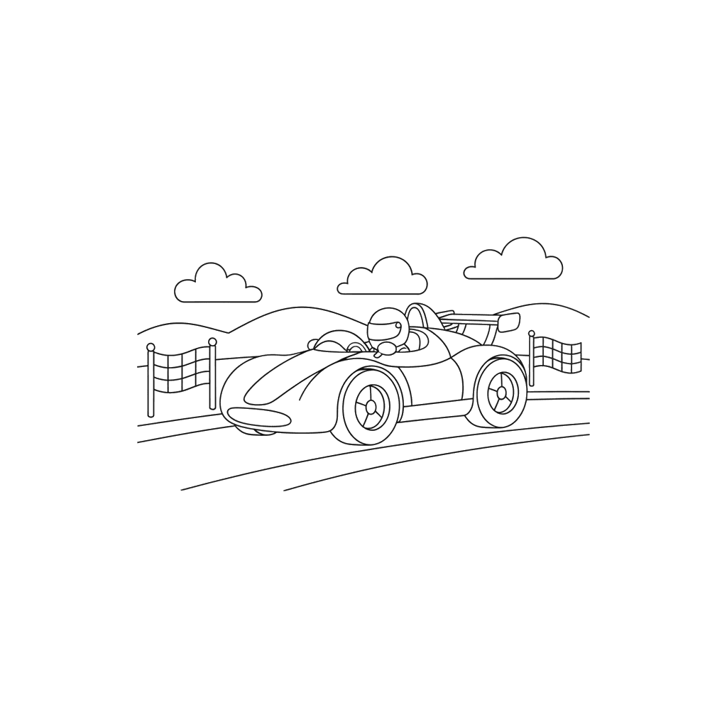 ColorBoom Racing Car on Track Coloring Page